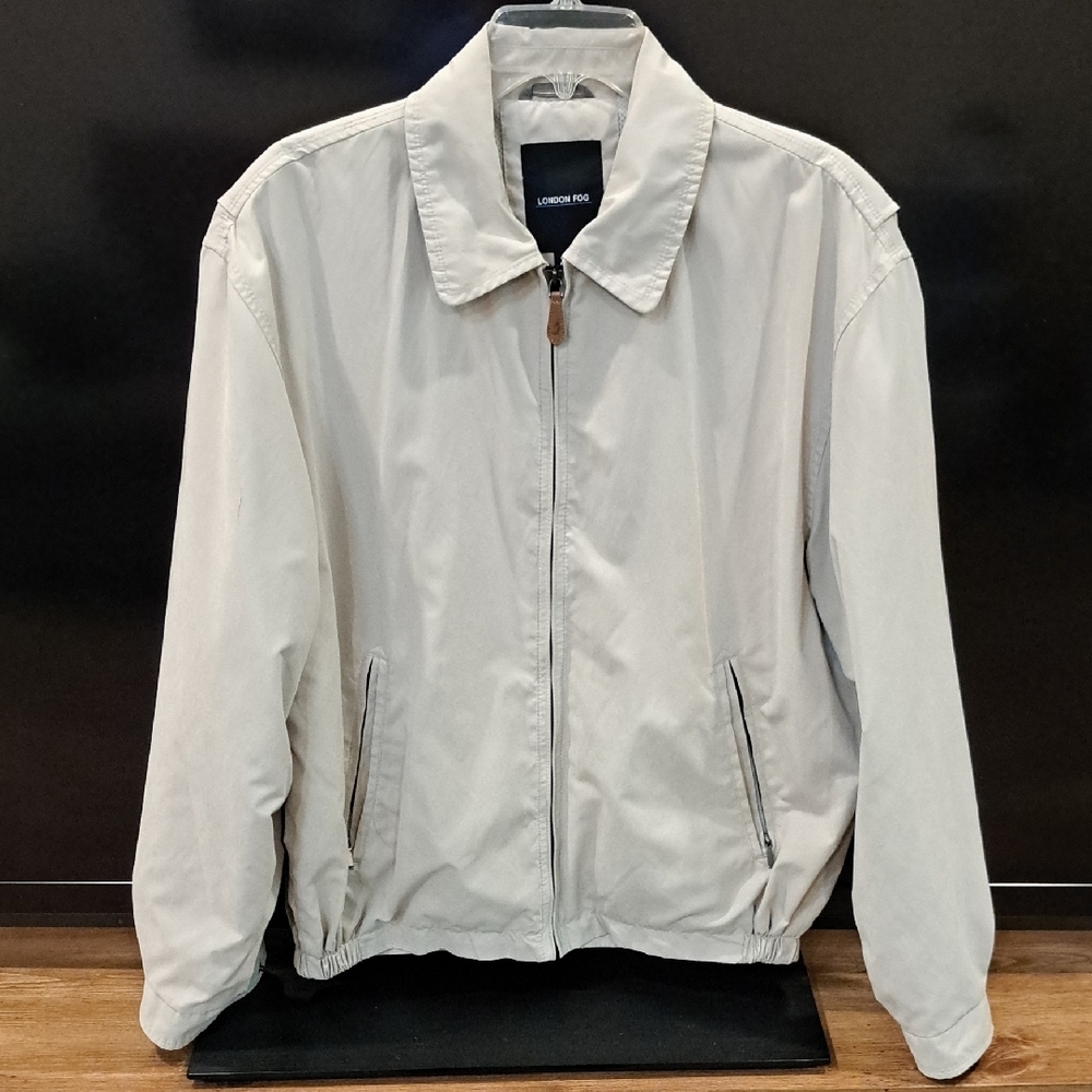 London Fog Cream Windbreaker Jacket with Elastic Waistband